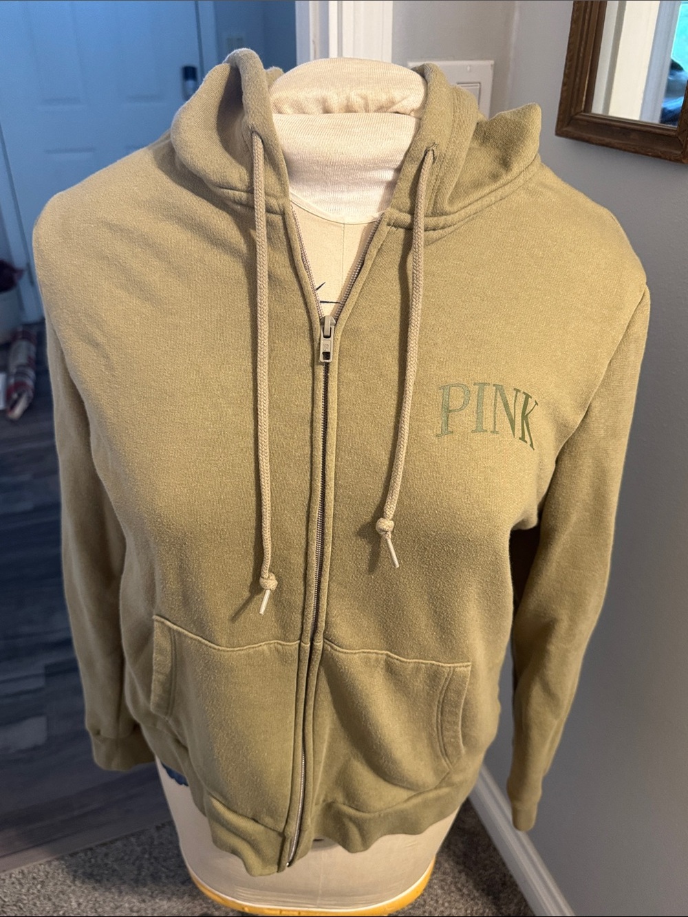 Victoria's Secret PINK Olive Green Zip-Up Hoodie